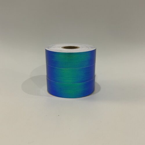 Roll of Iridescent Blue hula hoop tape on a white background